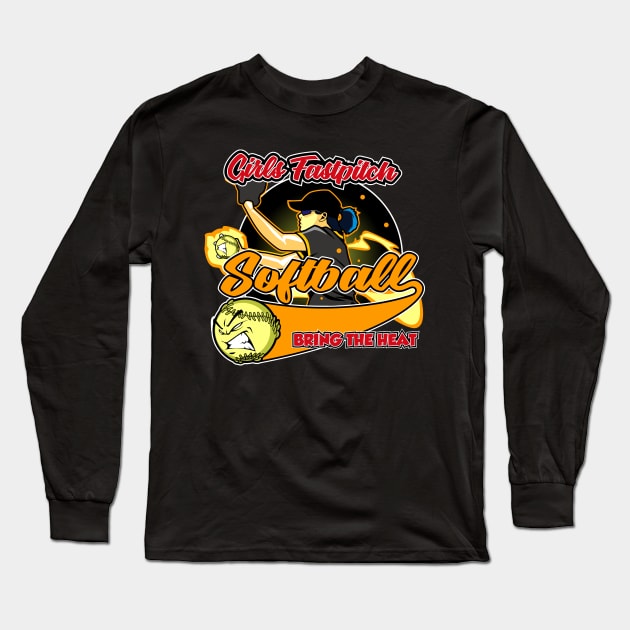 Girls Fastpitch Softball Long Sleeve T-Shirt by Spikeani